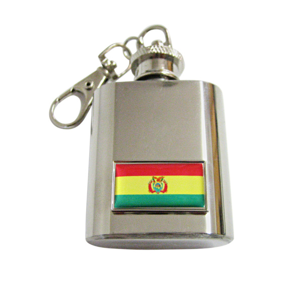 Thin Bordered Bolivia Flag Keychain Flask - Picture 1 of 1